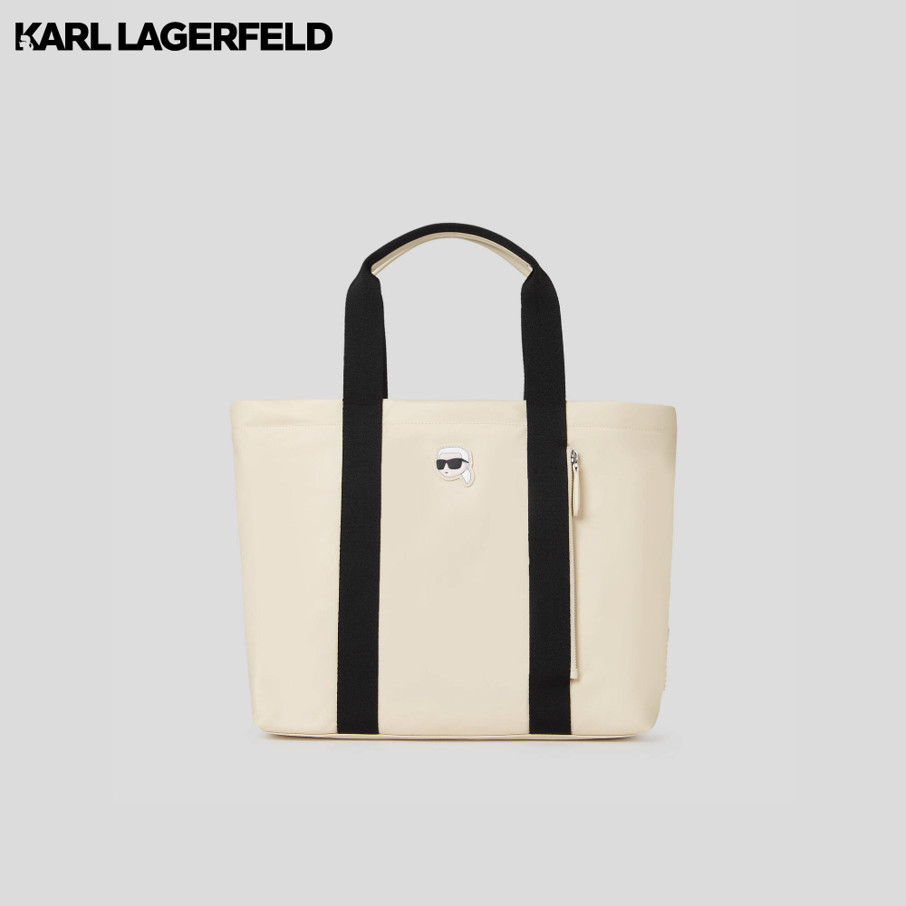 KARL LAGERFELD - K/IKONIK NYLON LARGE ZIP-TOP TOTE BAG 235W3247 กระเป๋าถือ ALMOND
