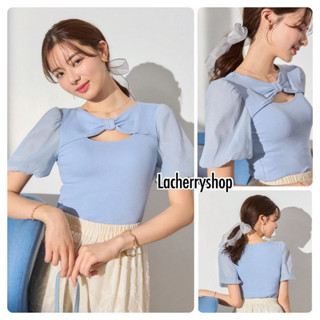 [NEW]🎀Larinda Top🎀 เสื้อแฟชั่น แต่งโบว์อก แขนซีฟอง