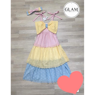 Glam เดรสสีหวาน+กิ๊บโบว์ติดผม Size S