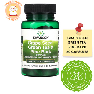 Swanson, Grape Seed, Green Tea &amp; Pine Bark Complex, 60 Capsules วิตามินผิวขาวใส อาหารเสริมผิวใส ผิวขาว ต้าน อนุมูลอิสระ