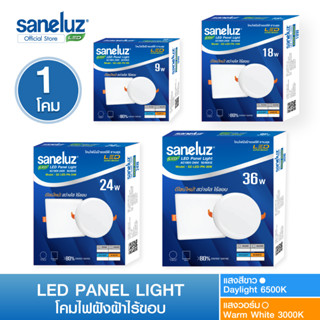 Saneluz โคมไฟฝังฝ้า รุ่นไร้ขอบ LED ขนาด 9W 18W 24W 36W ทรงกลม และทรงเหลี่ยม PANEL LIGHT โคมพาแนล โคมไฟเพดาน led