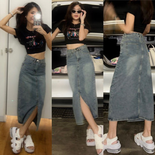 DIRTY DENIM SKIRT(3-5วันจัดส่ง)