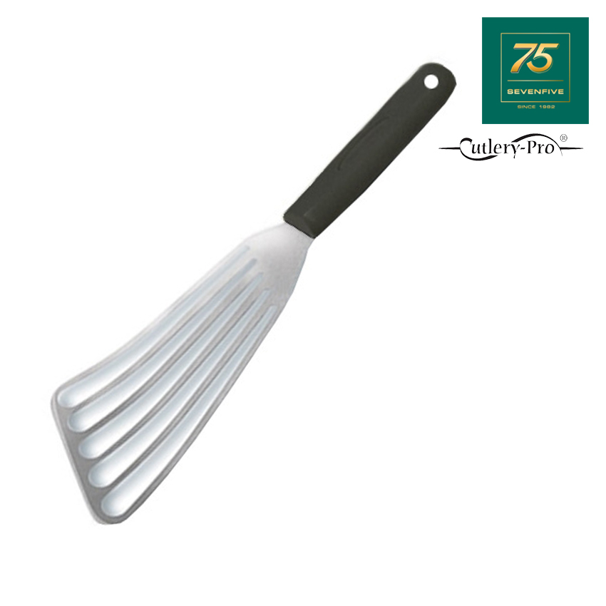 CUTLERY PRO ตะหลิว ไม้พลิกอาหาร FISH SPATULA แสตนเลส ด้ามจับสีดำ CTP1-GS-30512-180-BK