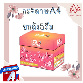 {{{ยกลัง}}}  5รีม IQ Brand กระดาษถ่ายเอกสาร A4 80แกรม 500แผ่นต่อรีม สีขาว Grade A Super Premium สีขาว ผิวกระดาษเรียบลื่น