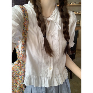 (พร้อมส่ง) Honey lace top เสื้อลูกไม้แขนตุ๊กตา