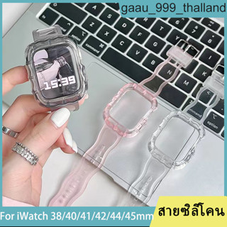 สายนาฬิกาซิลิโคนใสสำหรับ iwatch 8/se/7/5/4/3/2/1 Glacier Watch Band 45mm.38mm.42mm.41mm.40mm.44mm