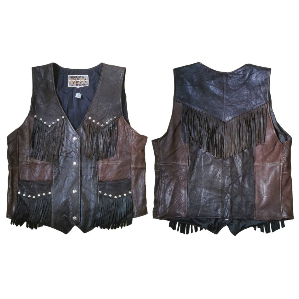 เสื้อกั๊กคาวบอยหนังแท้ แจ็คเก็ตสไตล์คาวบอยตะวันตก Cowboy Vest  Men Jacket M A1-A31