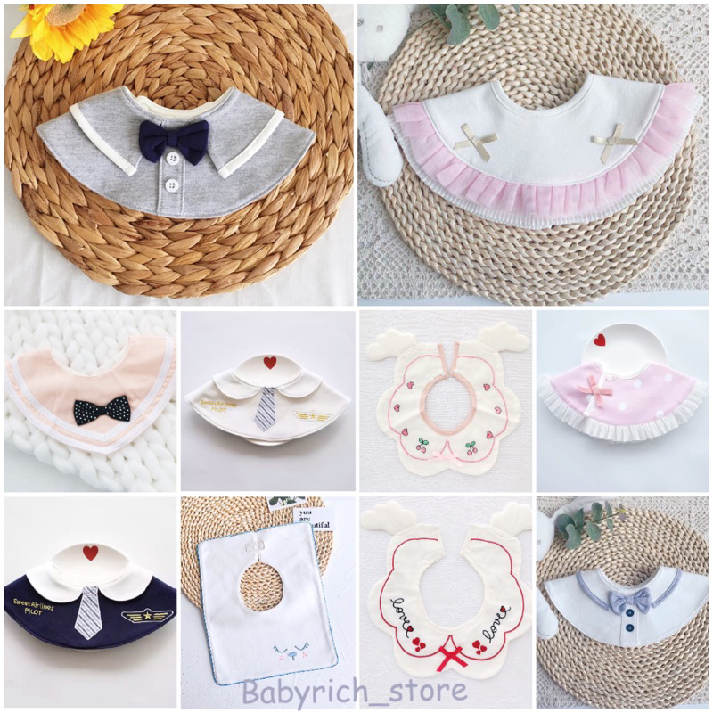 (พร้อมส่ง 90แบบ)ผ้ากันน้ำลาย ผ้ากันเปื้อนเด็ก baby bib saliva แฟชั่นเด็ก