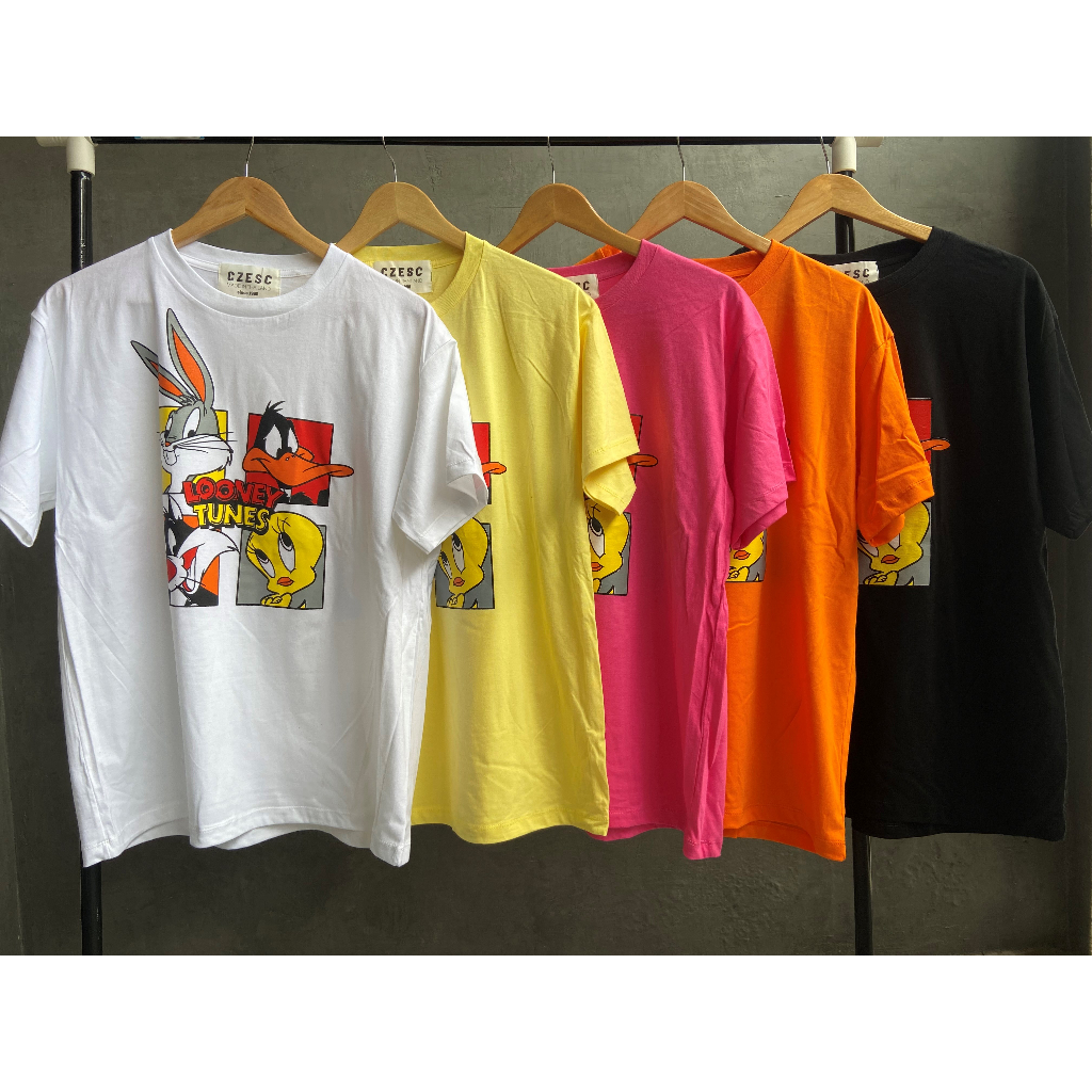 เสื้อยืดคอกลมแขนสั้นพิมพ์ลายการ์ตูน Looney Tunes น่ารักๆ