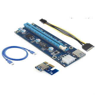 PCI-E 1X to 16X Riser Card 6 Pin to SATA Power Supply USB3.0 Cable 60cm for bitcoin miners