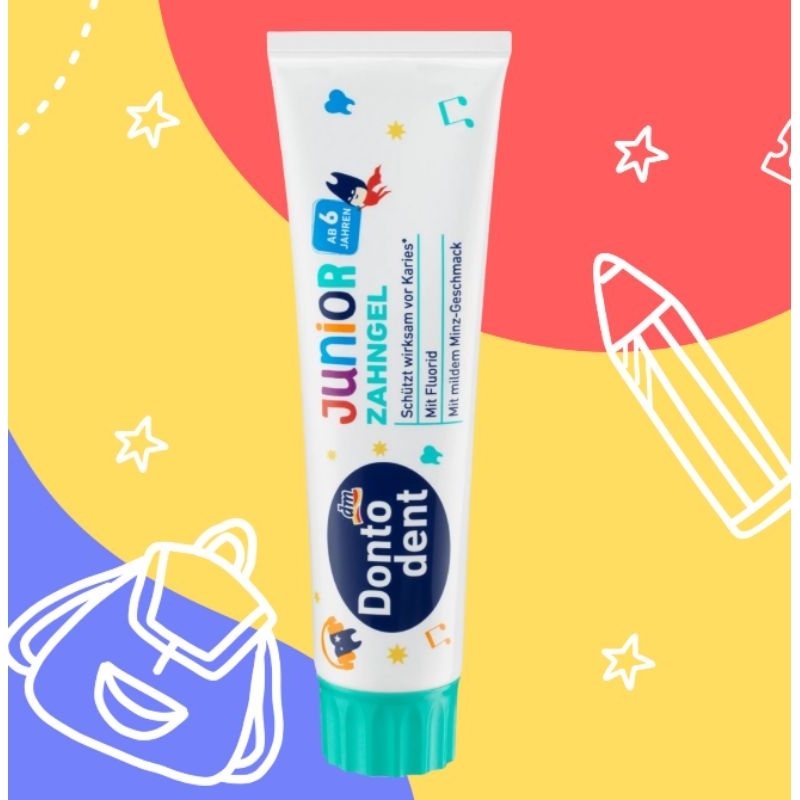Dontodent ยาสีฟันสำหรับเด็ก อายุ 6 ขวบขึ้นไป Zahnpasta Kinder Junior ab 6 Jahre สินค้านำเข้าจากเยอรมัน