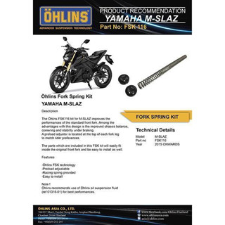 โช๊คหน้า OHLINS FSK 116 Yamaha M-SLAZ โช๊ค โช๊คแต่ง โช๊คมอเอตร์ไซค์  Fork Spring Kit Road &amp; Track