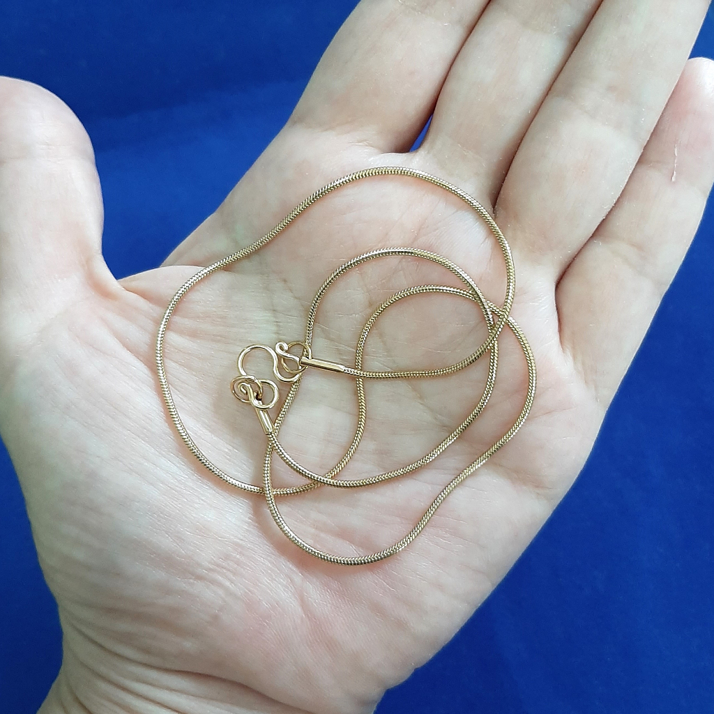 สร้อยคอสแตนเลสแท้ สินค้าไทย ลายงูกลม สีทอง ขนาดเล็ก 1.0 mm สร้อยผู้หญิง เด็ก ไม่ลอก ไม่ดำ SL044.8
