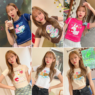 Live51# เสื้อครอป Mini Baby Tee น่ารักสุดๆ สไตล์เกาหลี Y2K พร้อมส่ง Dream Big Tshirt ทรงคล้ายกัน ต่างกันที่ขนาดอกค่ะ