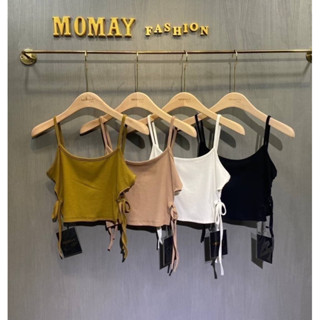 เสื้อสายเดี่ยวดีเทลคอU แต่งเว้าผูกเชือกเอว ป้าย MOMAY (โมเม)