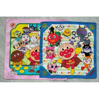 ผ้าเช็ดหน้า anpanman made in Japan ผ้าเช็ดหน้าเนื้อ​cotton ลายในตัว