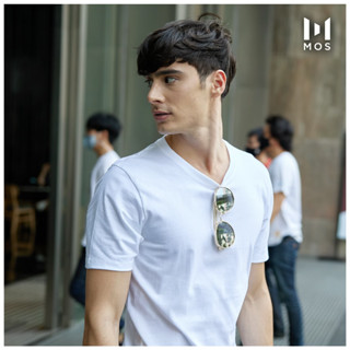 เสื้อยืดคอกลมคอตตอน MOS T-shirt collection Cotton 100% CLASSIC รุ่น MHB-001 สีขาว กรม เทาอากาศ เขียวหัวเป็ด