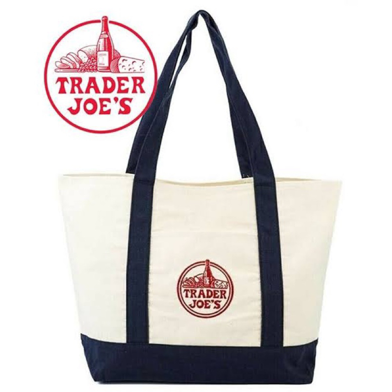 กระเป๋าผ้าของแท้ Trader Joe’s ส่งฟรี นำเข้าจากอเมริกา 🇺🇸 Trader Joe's Shopping Bag Tote Beach Bag Book Bag Cotton Canvas