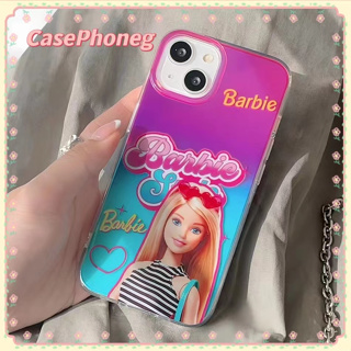 🍑CasePhoneg🍑การ์ตูน Barbie doll สีชมพู เส้นขอบโปร่งใส iPhone 11 14 pro max ป้องกันการหล่น ขอบเต็ม case for iPhone 12 13