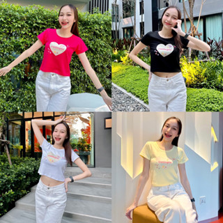 ZAPSHOP-รหัส ก95 เสื้อครอปลาย Cutiepie