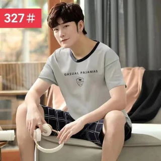 🧸🔥M-4XL(ราคาถูกที่สุด) ชุดนอนผู้ชาย， ผ้าฝ้ายเนื้อนุ่ม， ลายการ์ตูน，หลากหลายรูปแบบ， ขาสั้น+เสื้อยืด