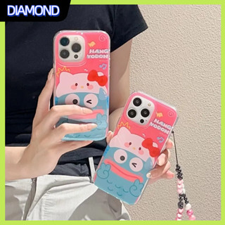 💲คูปองเคลม💲เคสไอโ case for iphone 11 12 ปลาการ์ตูนคลุมด้วยผ้า พร้อมโซ่ เคส 14 13 12 11 pro max ป้องกันการตก วัสดุ imd