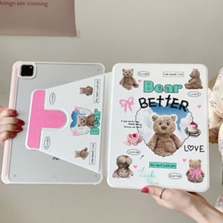 🎁ส่งของขวัญ🎁Bear น่ารัก หมี แฟชั่น เคส for iPad Gen10 10.9 2022 Gen9 10.2 pro 11 2021 เคสไอแพด Air4 5 Case การหมุน 360