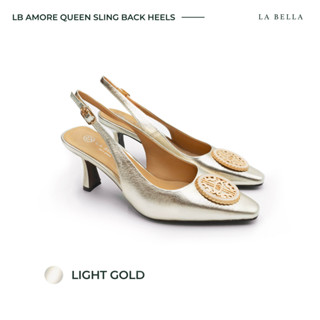 LA BELLA รุ่น LB AMORE QUEEN  SLING BACK HEELS - LIGHT GOLD