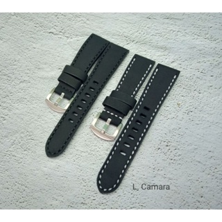 สายนาฬิกาหนังแท้ หนังวัวนูบัค สีดำ Watch Straps Leather แถม!! สปริงบาร์ 1 คู่ (ผลิตในไทย)