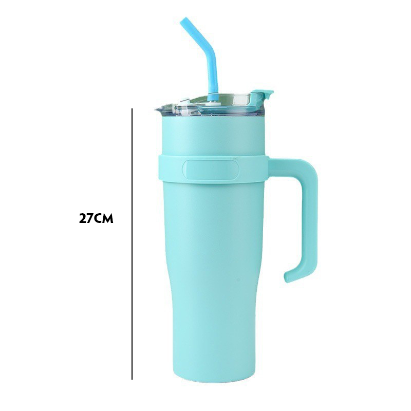 J318 แก้วกาแฟ แก้วน้ําสุญญากาศ สเตนเลส สองชั้น ความจุขนาดใหญ่ 40 ออนซ์ แบบพกพา ฉนวนกันความร้อน 1.2L