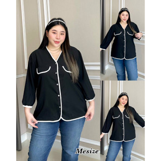 🔥Plussize🔥เสื้อคนอ้วน🔥  S รอบอก(bust)  48”สะโพก(hip) 52”    M รอบอก(bust) 52”สะโพก(hip) 56”