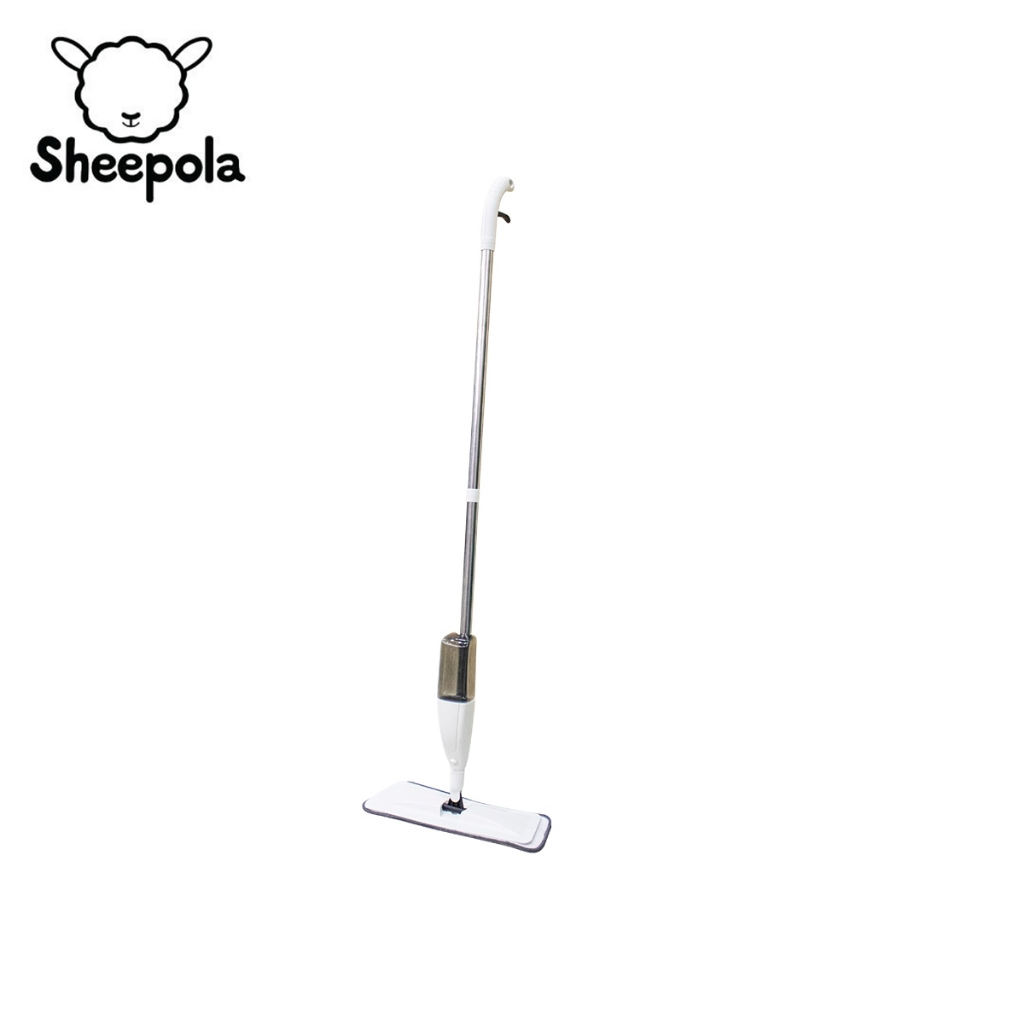 Sheepola ไม้ถูพื้น สีขาว แบบสเปรย์ Spray Mop ดันฝุ่น Flat Mop มีที่ฉีดน้ำ หมุนได้ 360องศา