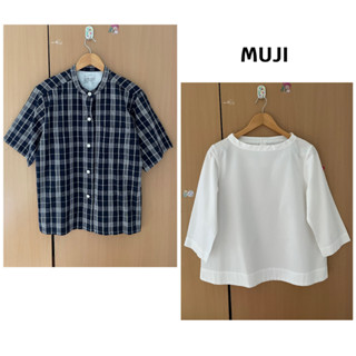 เสื้อเชิ้ตผู้หญิง เสื้อยืด แบรนด์ Muji แท้💯%มือ 2 รายละเอียดเพิ่มเติมด้านล่าง