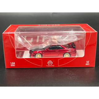 Time Micro​ 1:64  NISSAN Skyline GT-R R34,engine hood openable Red + Figure