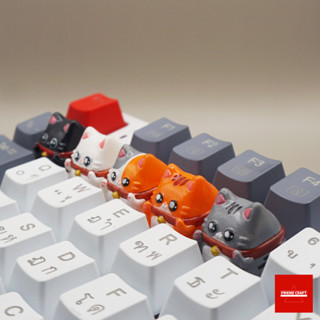 Keycaps คีย์แคป Set น้องแมว น่ารัก งาน Handmade Keycap (สามารถ custom สีได้ และลวดลายได้)