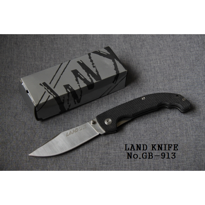มีดเดินป่าLAND รุ่น GB - 913 Stainless  Steel ปลายแหลม ทรง Drop Piont ด้าจับ G10