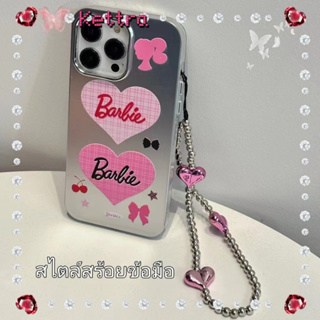 💜Kettra💜สไตล์สร้อยข้อมือ Barbie doll การ์ตูน iPhone 11 14 pro max ป้องกันการหล่น เส้นขอบโปร่งใส case for iPhone 12 13