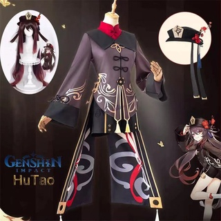 Genshin Hutao คอสเพลย์เครื่องแต่งกายชุดวิกผมหมวกอะนิเมะ สไตล์จีนชุดผู้หญิง