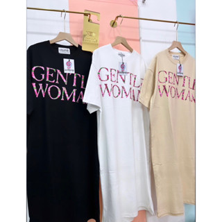 เดรสยาวโอเวอร์ไซส์ ลาย Gentle Woman สกรีนลายกุหลาบ