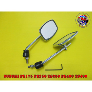 SUZUKI PE175 PE250 PE400 TS250 TS400 MIRROR SET กระจกข้างมองหลัง ซ้ายและขวา