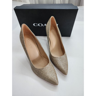 รองเท้าส้นสูงกลิตเตอร์ Coach Addie Pump US 6.5