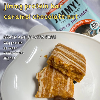 JiMMY! EYE OF THE TIGER"  GRAIN &amp; GLUTEN FREE  PROTEIN BAR  25G PROTEIN  Caramel chocolate nut   NATURALLY FLAVORED