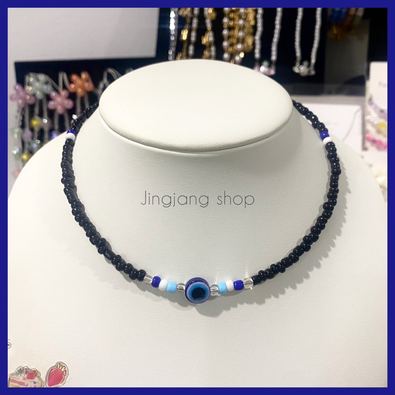evil eye" สร้อยคอลูกปัดดวงตา สร้อยคอลูกปัดยาว