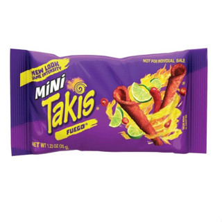 (ของแท้100%) ขนมทอดกรอบ Takis Mini Fuego and Nitro Spicy Rolled Tortilla Chips 35g.