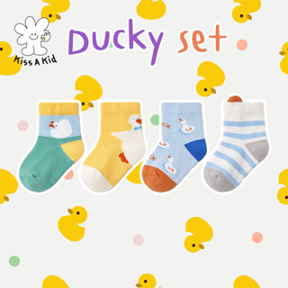 kiss.a.kid ถุงเท้าเด็กแฟชั่น ข้อกลาง : ลาย Ducky set