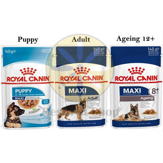 [ ยกกล่อง 10 ซอง ] Royal Canin Dog Maxi Pouch 140 g. อาหารเปียกสำหรับลูกสุนัข สุนัขโต สุนัขสูงวัย 8+ พันธุ์ใหญ่