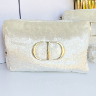 Dior Cosmetic Pouch Bag - กระเป๋าทรงสี่เหลี่ยมหมอน เลื่อมขาว