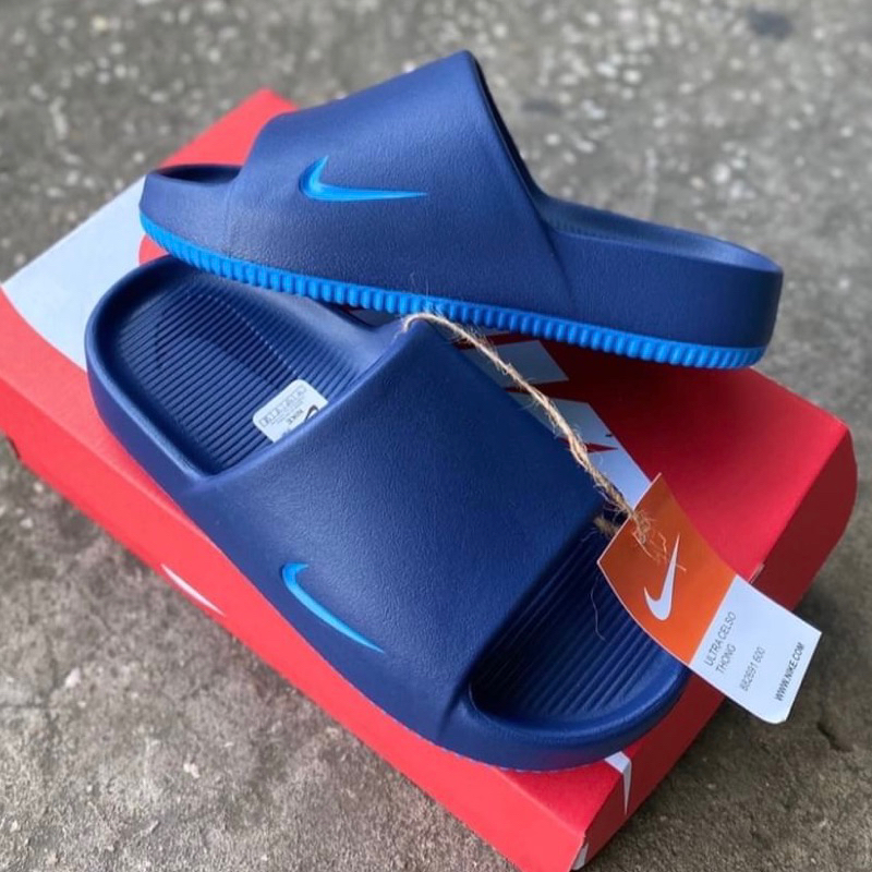 🔥สีเข้าใหม่🔥 รองเท้าแตะ Calm Slide Unisex 2023 ผิวหยาบพื้นโลโก้
