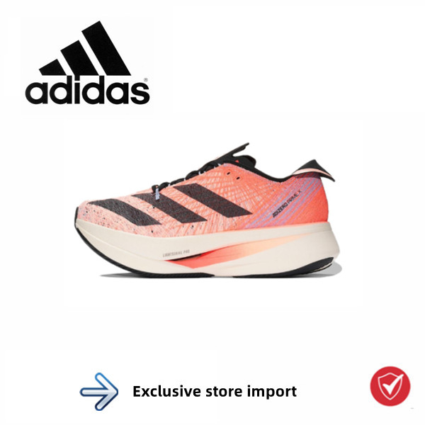 adidas Adizero PrimeX Strung shock absorbing and anti-slip wear-resistant low top running shoes. Red and black