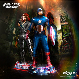 [โมเดลไม่ทำสี] Black Widow &amp; Captain America + Bust 3D printing model